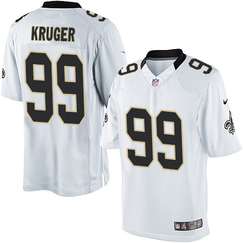 Men's Limited Paul Kruger Nike Jersey White Road - #99 NFL New Orleans Saints